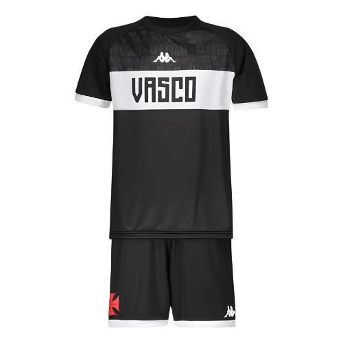 Kit Infantil Kappa Vasco Supporter 2024/25 Preto e Branco - Minha loja