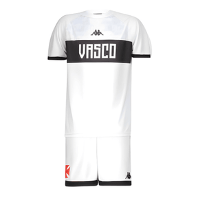 Kit Infantil Kappa Vasco Supporter 2024/25 Branco e Preto - Minha loja