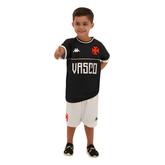 Kit Infantil Kappa Vasco Supporter 2023/24 Preto e Branco - Minha loja