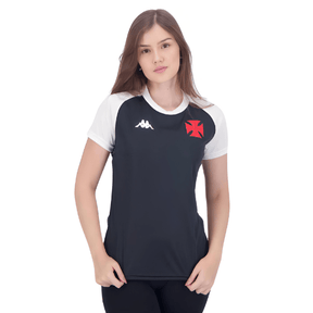 Camisa Kappa Vasco Supporter Stripe Preta Feminina - Minha loja