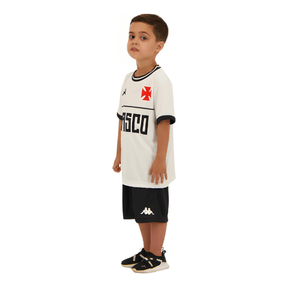 Kit Infantil Kappa Vasco Supporter 2023/24 Branco e Preto - Minha loja