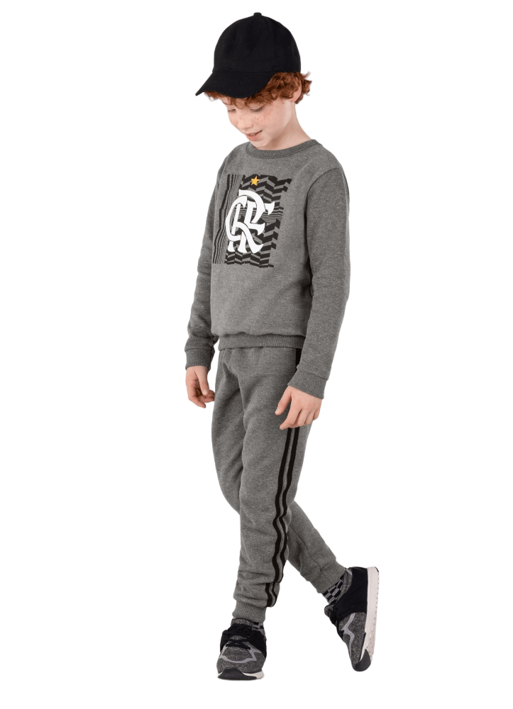 Conjunto Flamengo Infantil Blusão e Calça Jogger Mescla Brandili - LOJA OFICIAL