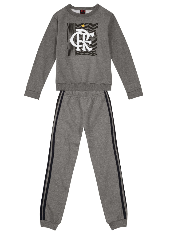 Conjunto Flamengo Infantil Blusão e Calça Jogger Mescla Brandili - LOJA OFICIAL