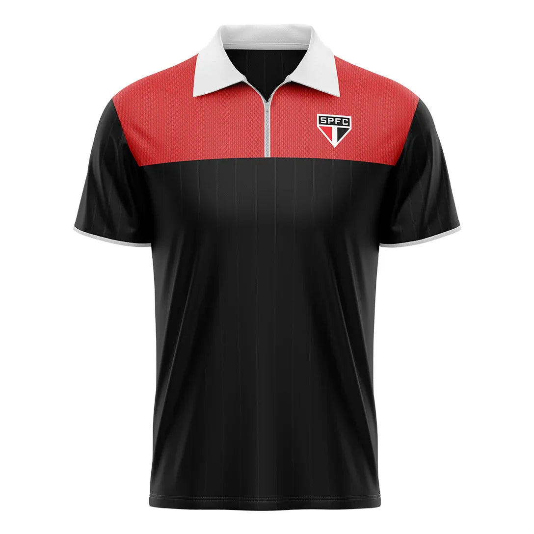 Camisa Polo São Paulo Braziline Volunteer Masculina - Preto - Minha loja