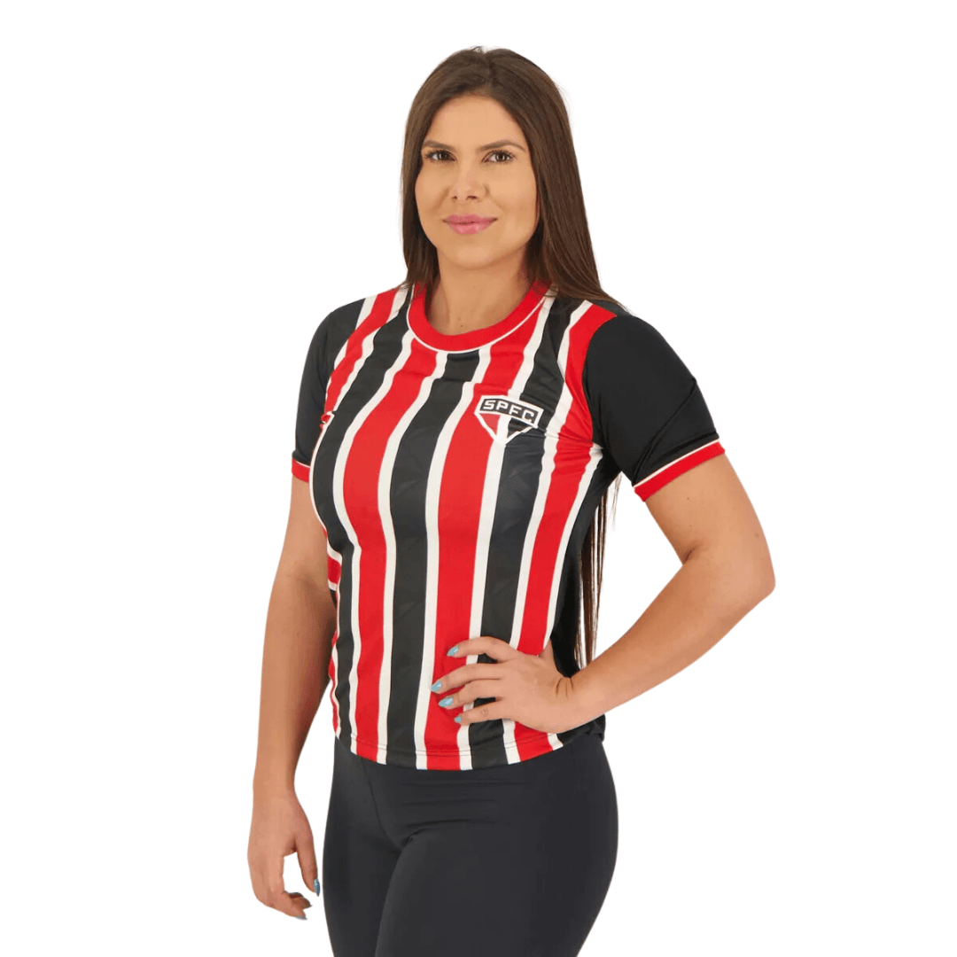 Camisa São Paulo Classmate Feminina Preta e Vermelha - Minha loja