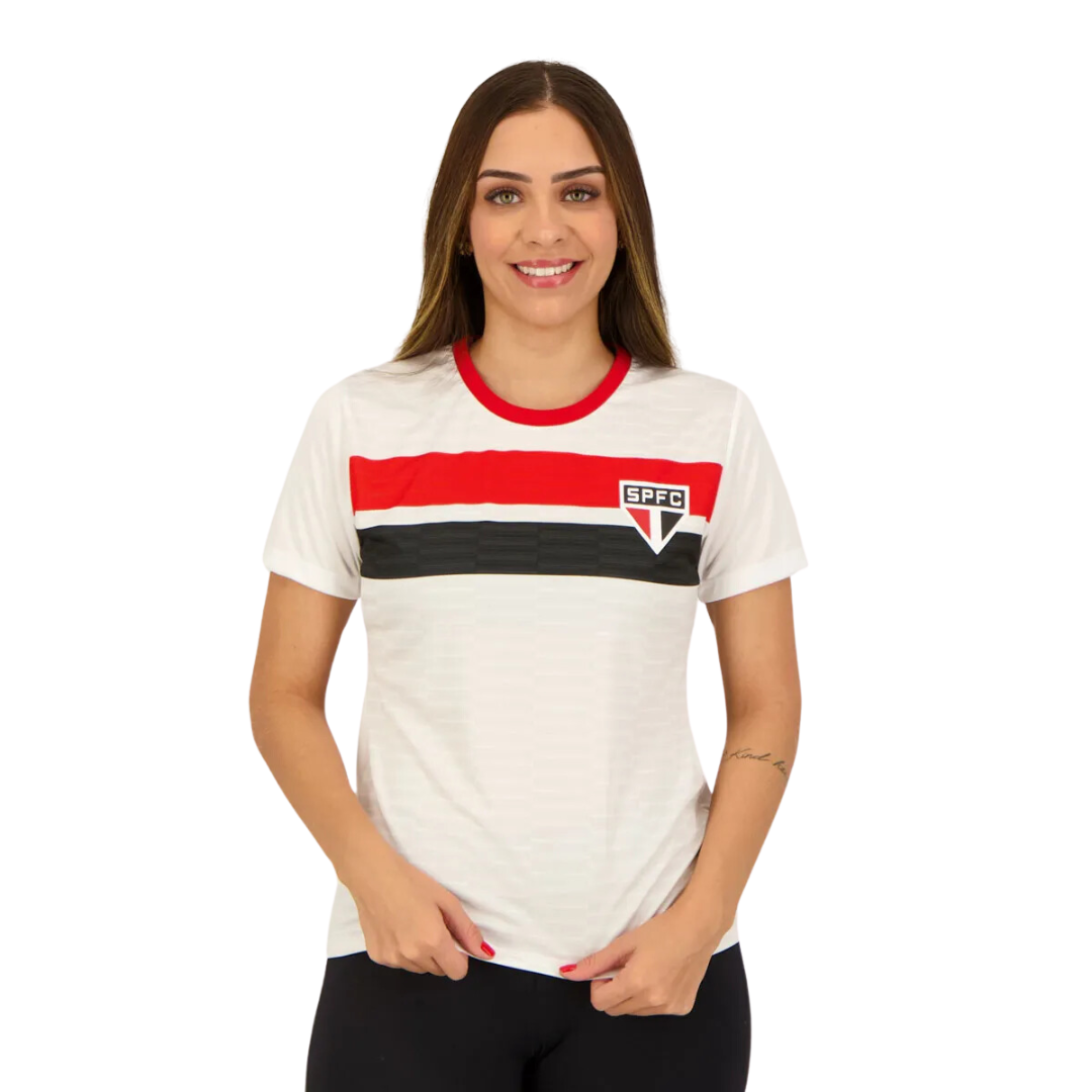 Camisa São Paulo Realistic Feminina Branca - Minha loja