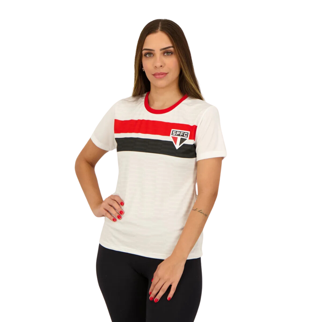 Camisa São Paulo Realistic Feminina Branca - Minha loja