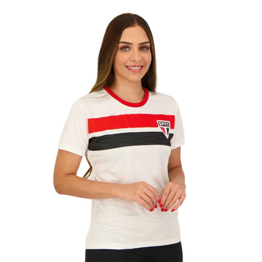 Camisa São Paulo Realistic Feminina Branca - Minha loja