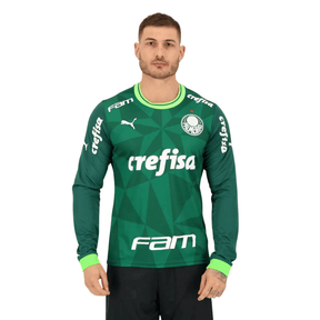 Camisa Palmeiras Puma Todos Patrocinadores 23/24 Manga Longa - Uniforme Casa