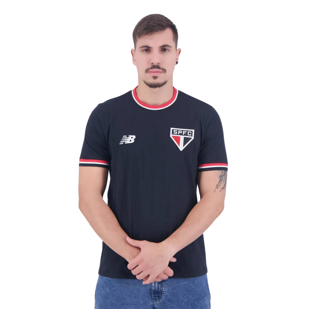 Camiseta New Balance São Paulo Retrô Preta - Minha loja