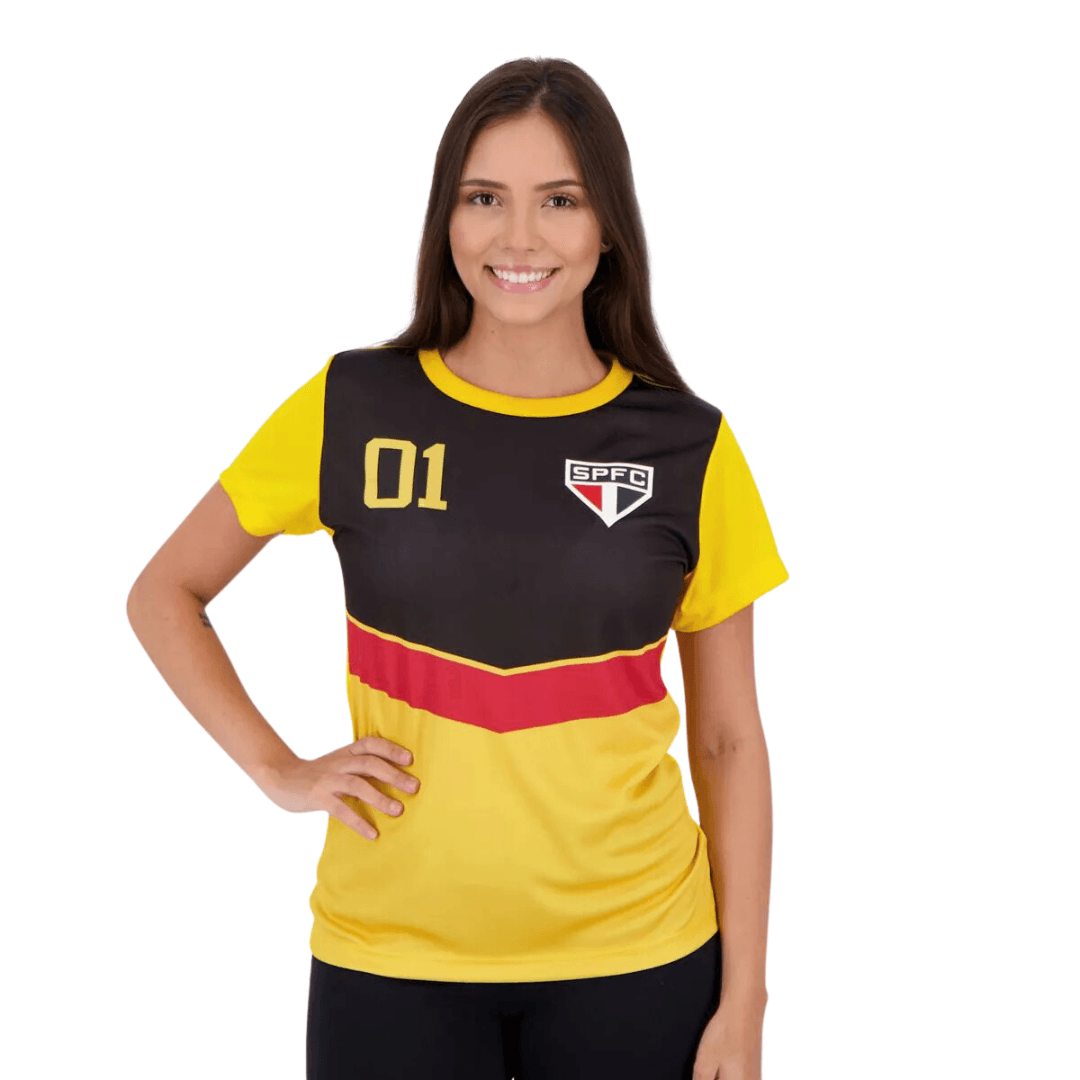 Camisa São Paulo I Feminina Amarela - Minha loja