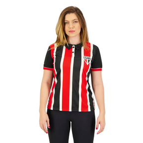 Polo São Paulo Fictional Feminina Branca Vermelha e Preta - Minha loja