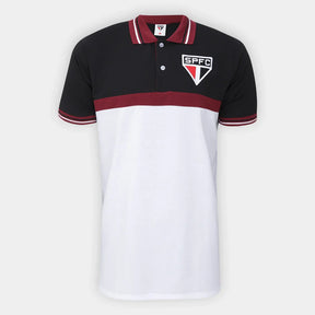 Camisa Polo São Paulo Winner Masculina - Preto+Branco - Minha loja