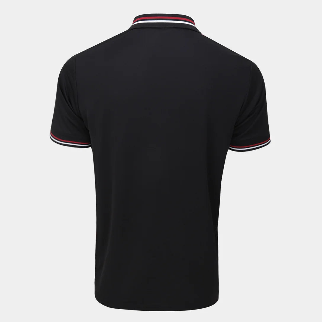 Camisa Polo São Paulo Pippes Masculina - Preto+Vermelho - Minha loja