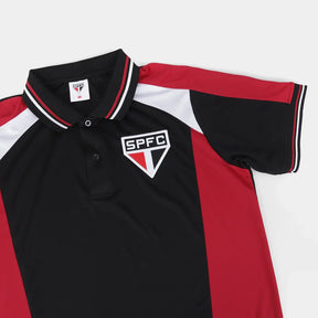 Camisa Polo São Paulo Pippes Masculina - Preto+Vermelho - Minha loja