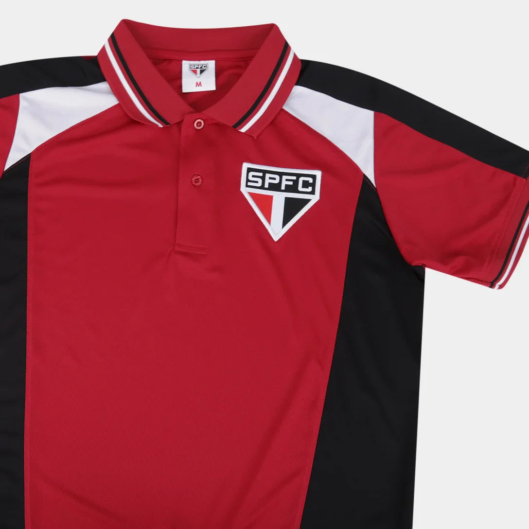 Camisa Polo São Paulo Pippes Masculina - Vermelho+Preto - Minha loja