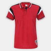 Camisa Polo São Paulo Emboss Lotus Feminina - Vermelho+Preto - Minha loja