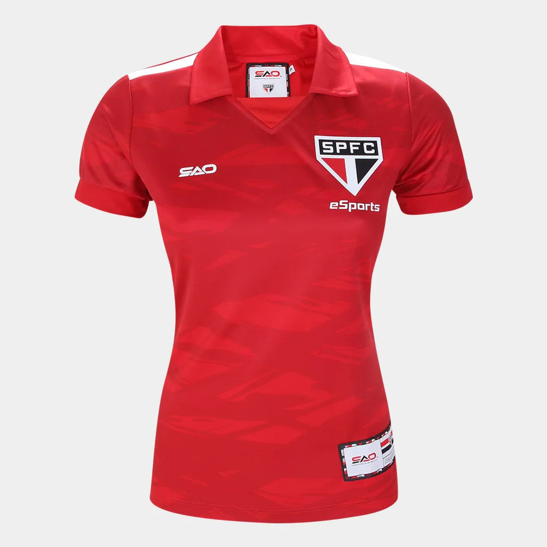 Camisa Polo São Paulo E-Sports Jogo Feminina - Vermelho - Minha loja