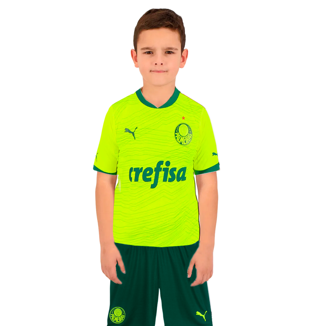 Conjunto Infantil Palmeiras Puma 23/24 Uniforme Fora