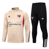 Conjunto São Paulo Adidas Zíper Curto Bege - Minha loja