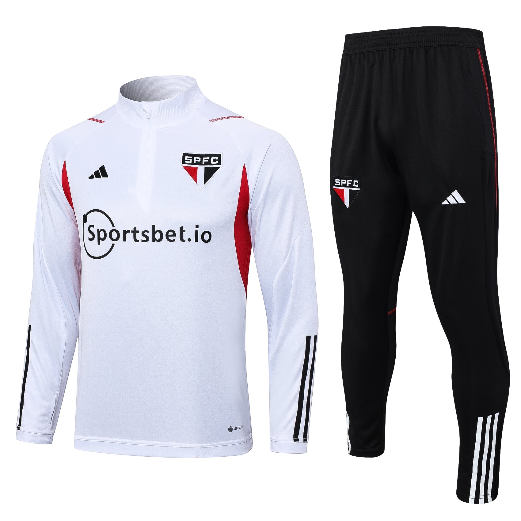 Conjunto São Paulo Adidas Zíper Curto Branco - Minha loja