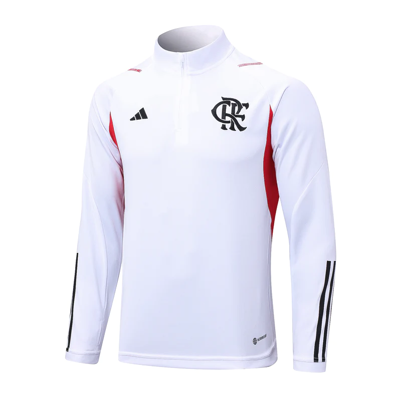 Conjunto Treino Flamengo Ziper Curto Branco 2023/24 - LOJA OFICIAL