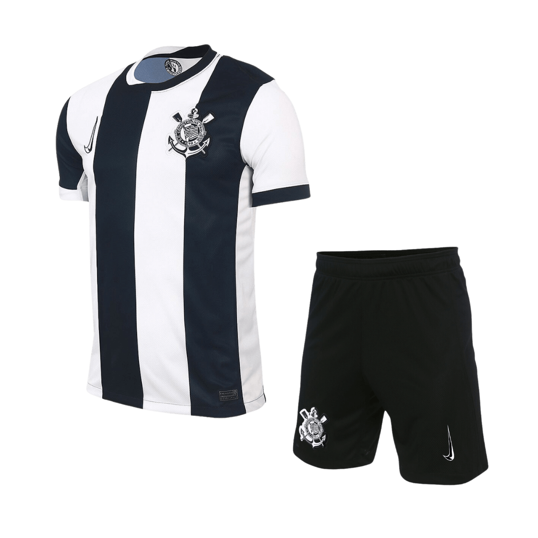 CONJUNTO INFANTIL CORINTHIANS III THIRD 2024/25 PRETO/BRANCO