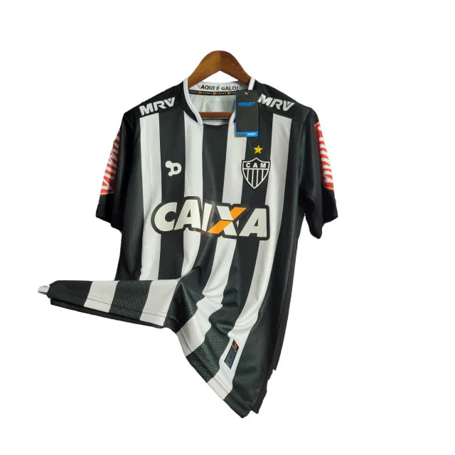 Camisa Galo Retro 16/17 Torcedor Masculino - Preta com branca patrocínio caixa econômica