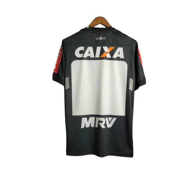 Camisa Galo Retro 16/17 Torcedor Masculino - Preta com branca patrocínio caixa econômica