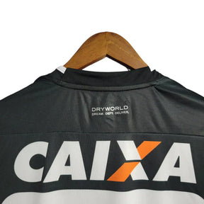 Camisa Galo Retro 16/17 Torcedor Masculino - Preta com branca patrocínio caixa econômica