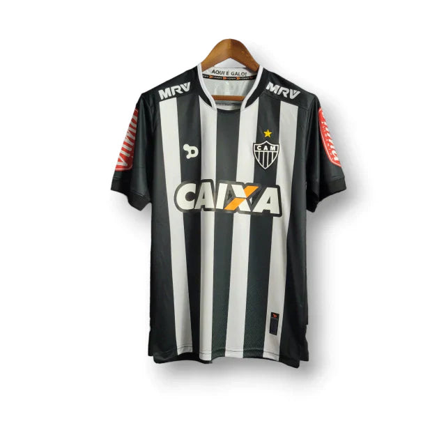 Camisa Galo Retro 16/17 Torcedor Masculino - Preta com branca patrocínio caixa econômica